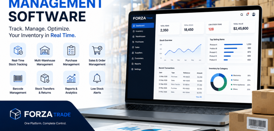 Inventory management software dashboard for wholesale and distribution businesses