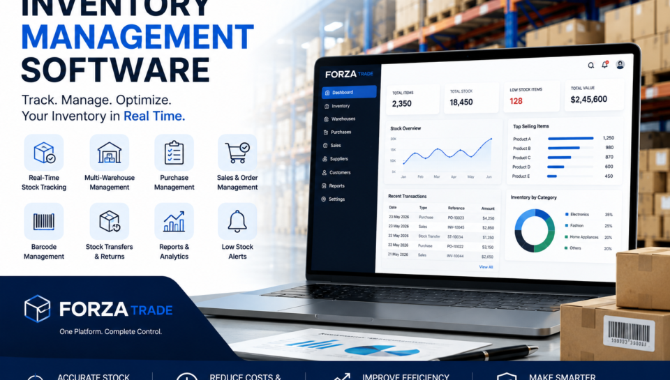 Inventory management software dashboard for wholesale and distribution businesses