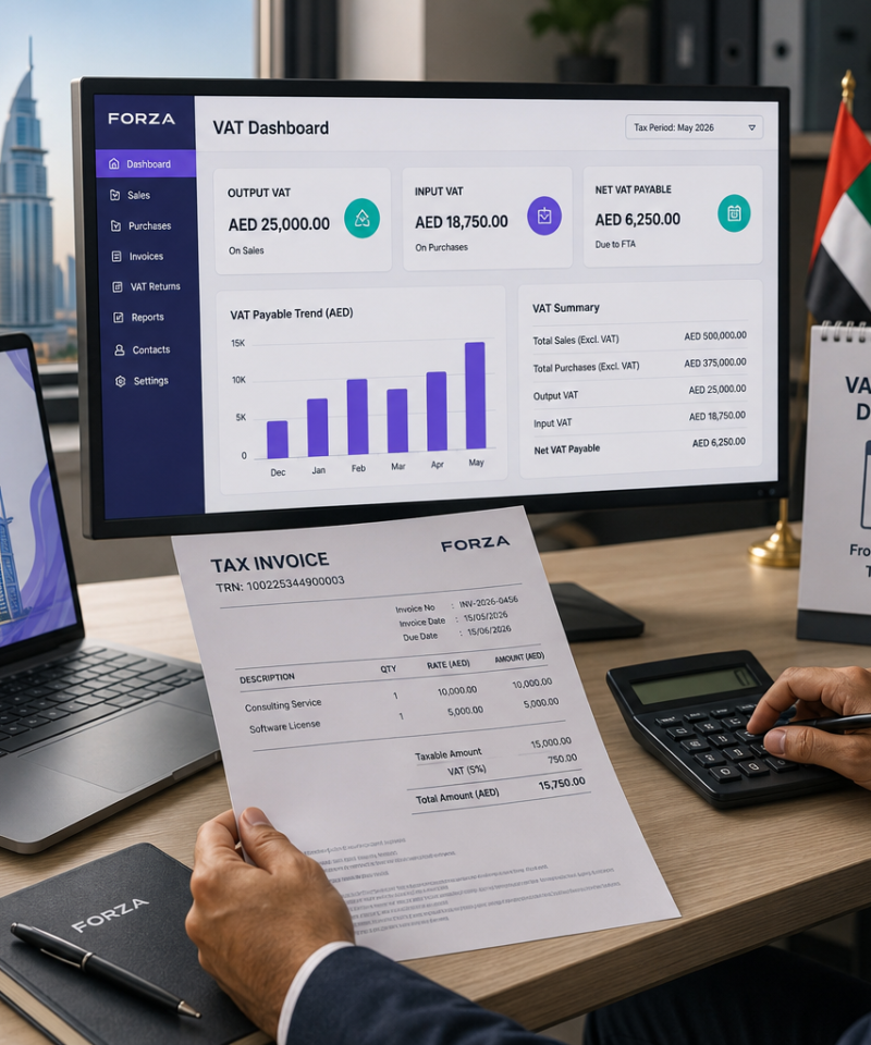 UAE VAT Guide 2026 showing VAT registration, rates and returns